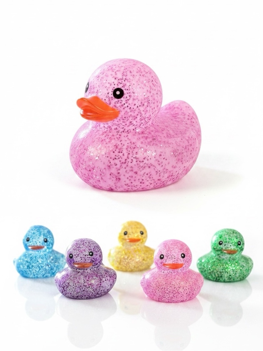 Hot Pink Glitter Rubber Duck Ducky Squishy Toy Fidget Relax Trending Best Seller
